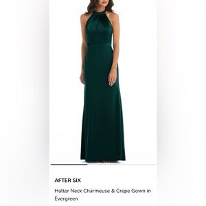 NWT HOLIDAY Dress After Six Halter Neck Crepe Gown in Evergreen Women’s L US 14